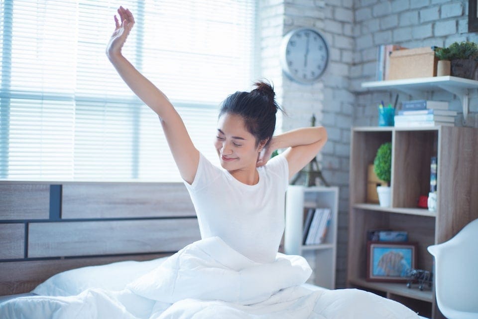 well rested woman after waking up