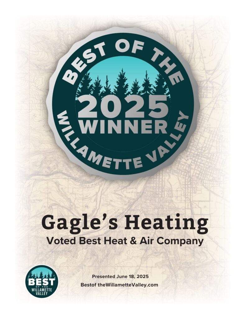 Silver place winner of best of willamette valley! Gagle's Heating & Cooling