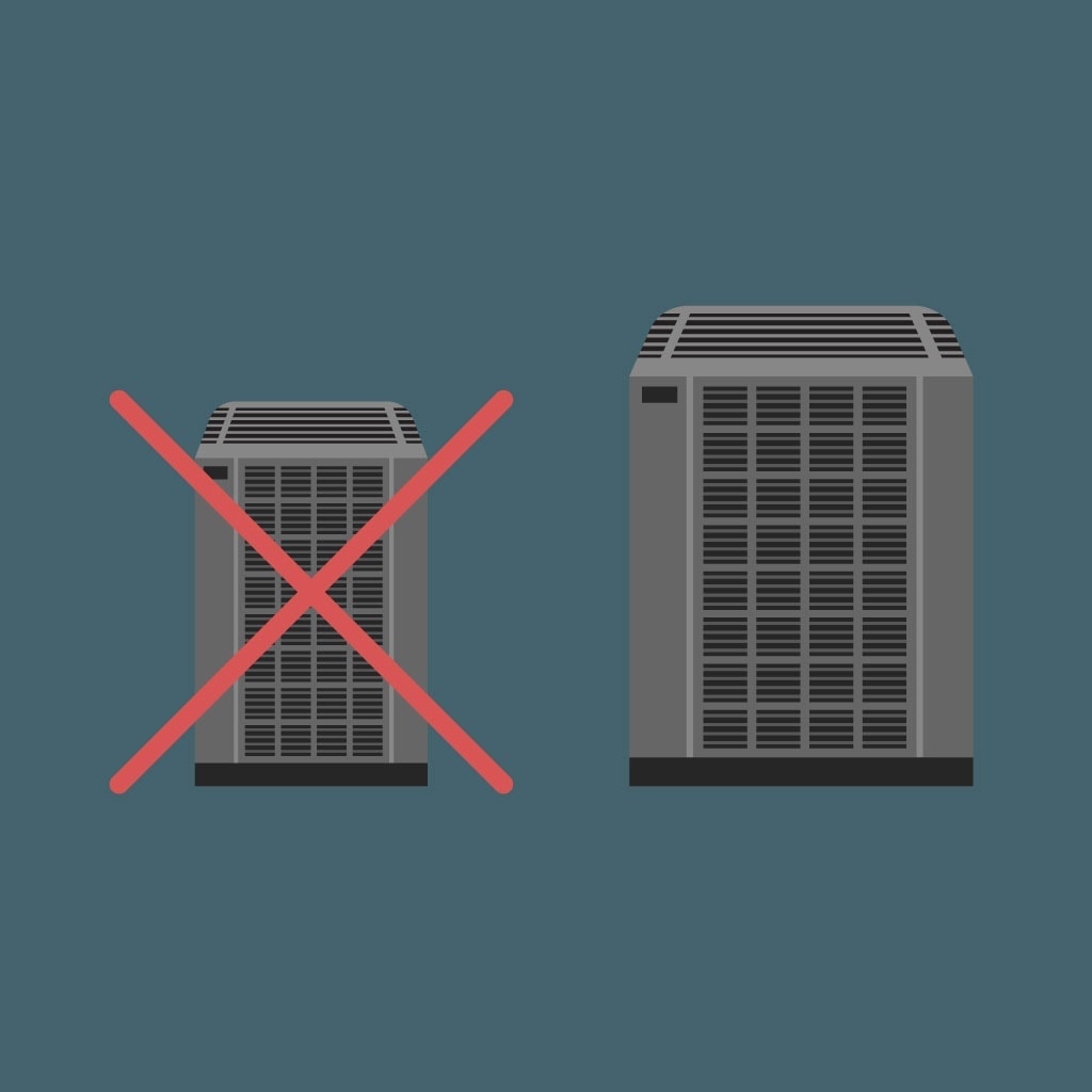 Close up 3d image of two different sized air conditioners.