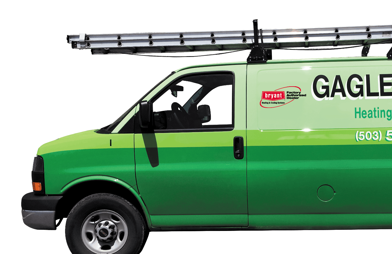Gagle's Heating green service van.